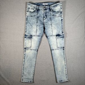 Reelistik Cargo Jeans Men’s Size 38 Acid Washed Skinny Knee Skater Biker